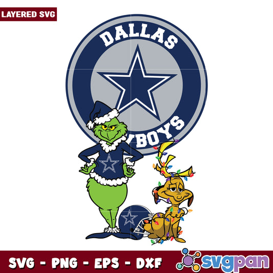 Grinch And Max Dallas Cowboys svg, christmas cookies svg, grinch design svg