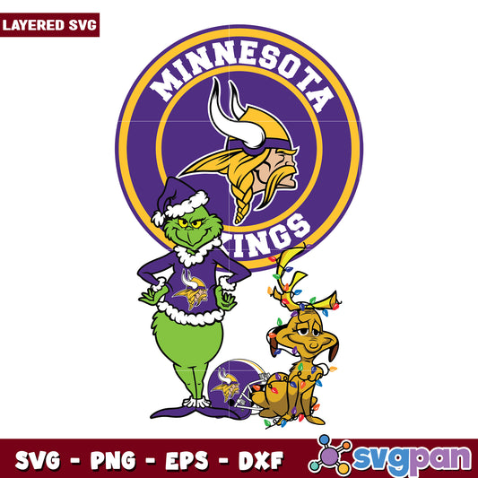 Grinch And Max Minnesota Vikings svg, christmas cookies svg, grinch design svg