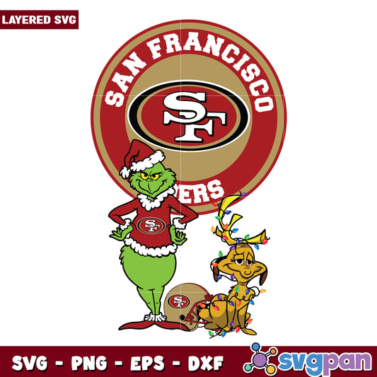 Grinch And Max San Francisco 49ers svg, christmas cookies svg, grinch design svg