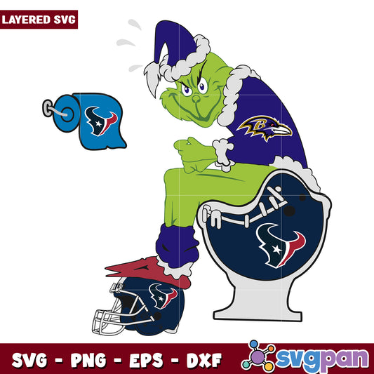 Grinch Baltimore Ravens and Houston Texans svg, christmas cookies svg, grinch design svg
