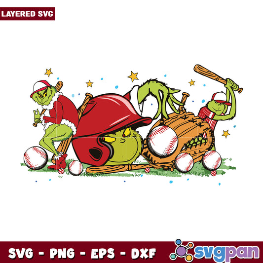 Grinch Baseball Christmas Game Day svg, christmas cookies svg, grinch design svg