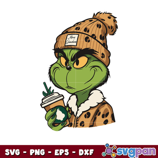 Grinch Boujee Merry Grinchmas Leopard svg, merry christmas svg