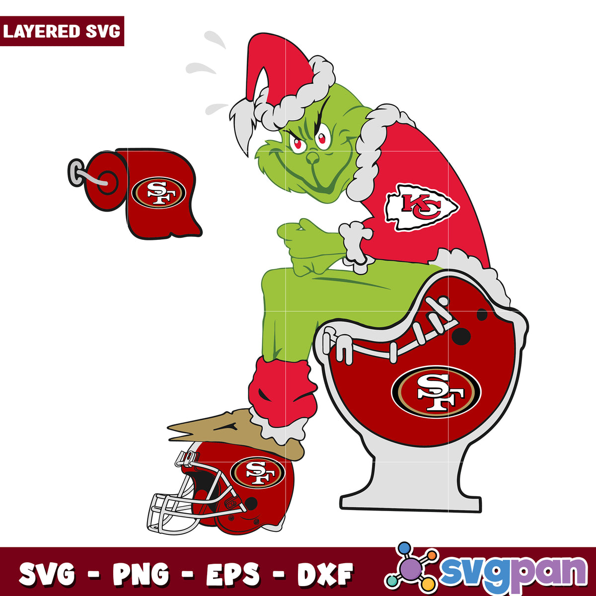 Grinch Chiefs And San Francisco 49ers svg, christmas cookies svg, grinch design svg