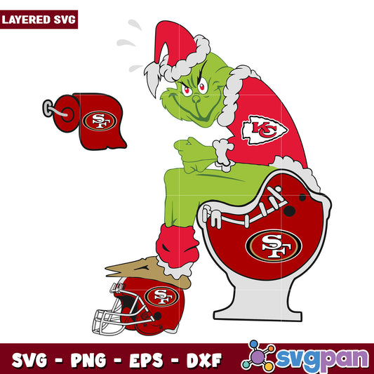 Grinch Chiefs And San Francisco 49ers svg, christmas cookies svg, grinch design svg