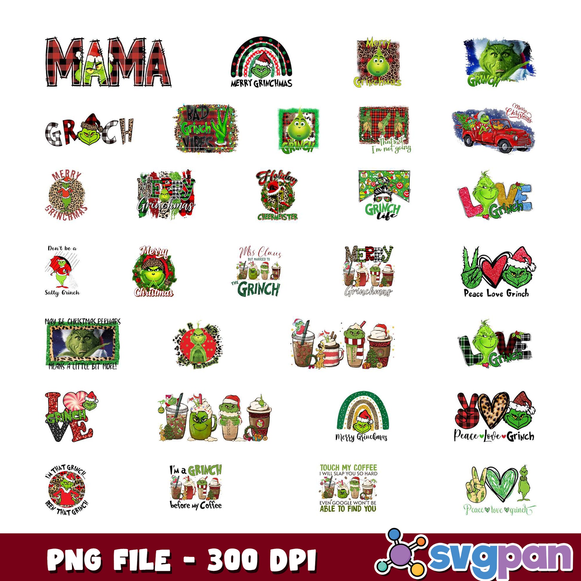 Grinch Christmas Bundle PNG Designs for All Occasions