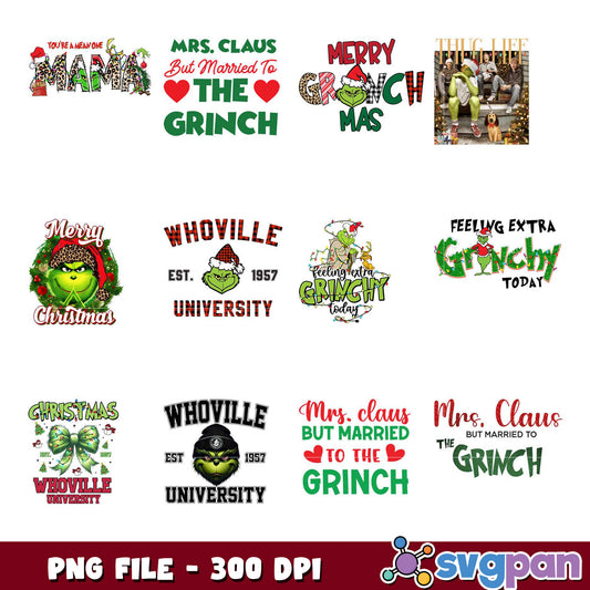 Grinch Christmas PNG Bundle - 300 DPI