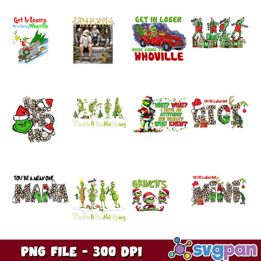 Grinch Christmas PNG Bundle 300 DPI