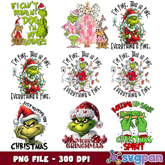 Grinch Christmas PNG Bundle Fun Holiday Designs