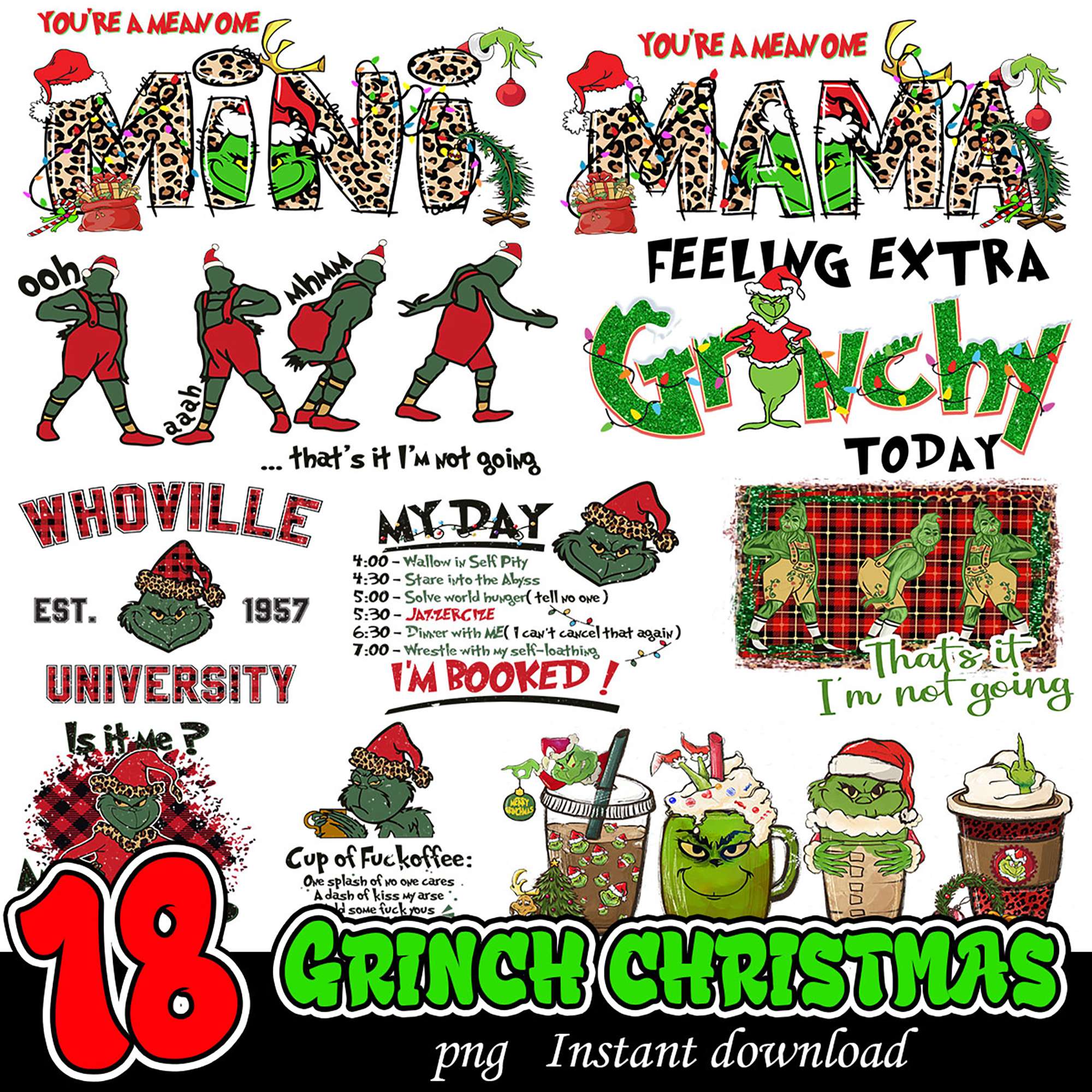 Grinch Christmas PNG Bundle Instant Download – svgpan