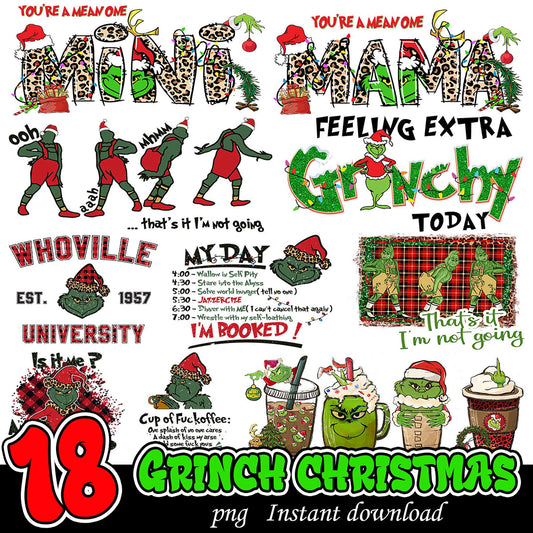 Grinch Christmas PNG Bundle Instant Download