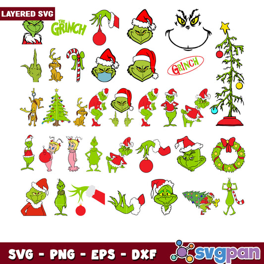 Grinch Christmas SVG Bundle Layered PNG EPS DXF
