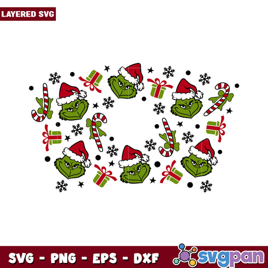 Grinch Christmas SVG design, festive elements for crafting projects