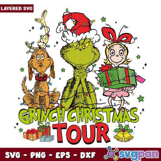 Grinch Christmas Tour svg, christmas bell svg, grinch time svg