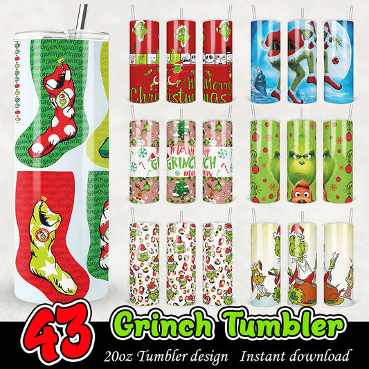 Grinch Christmas Tumbler Designs PNG