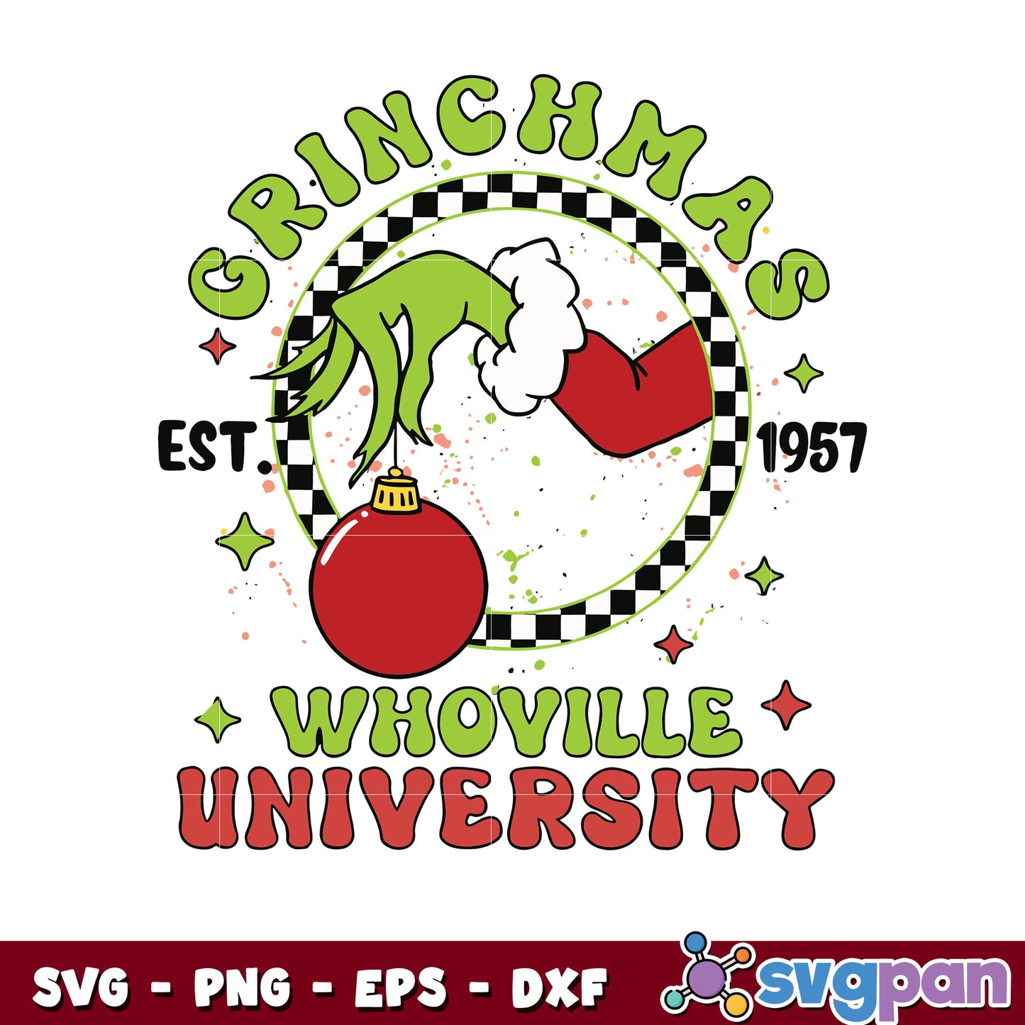 Grinch Christmas Whoville University Est 1957 svg, grinch hand svg