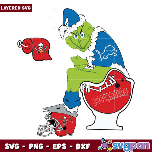 Grinch Detroit Lions And Tampa Bay Buccaneers svg, christmas bell svg, grinch time svg