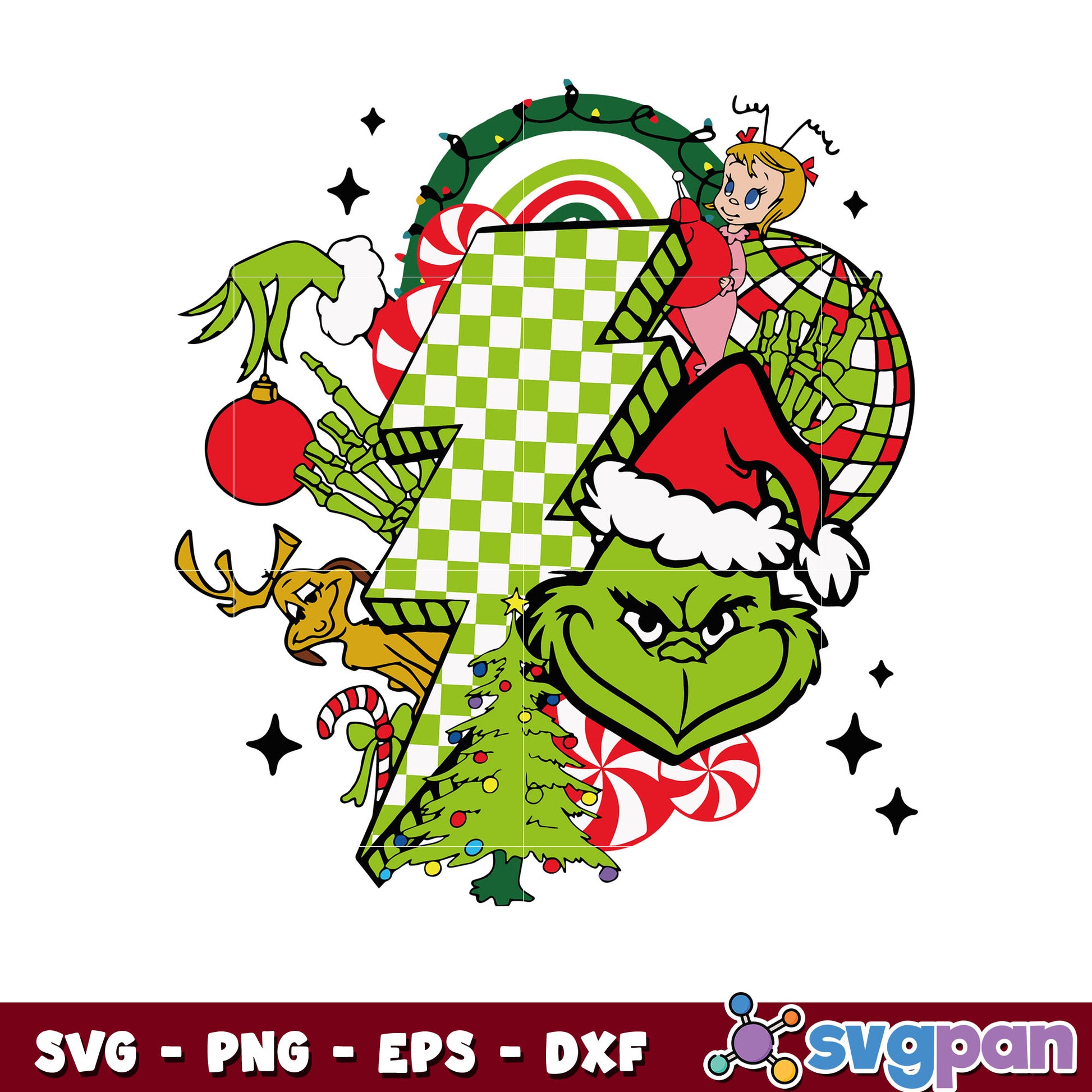 Grinch Friends Lightning Bolt svg, grinch friends svg, geinch christmas svg