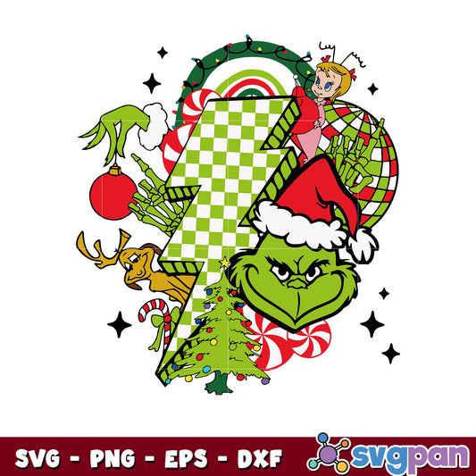 Grinch Friends Lightning Bolt svg, grinch friends svg, geinch christmas svg