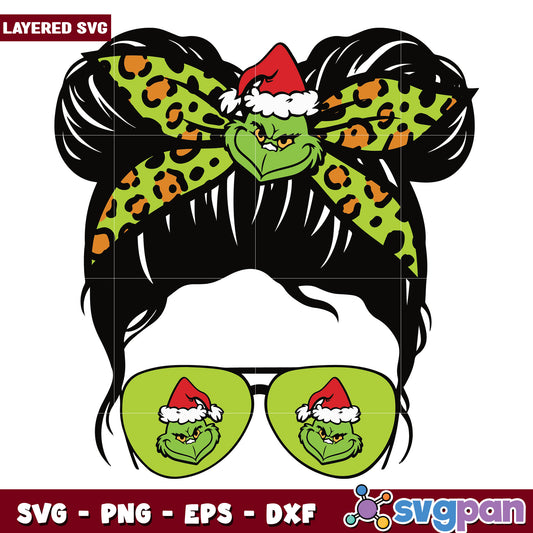 Grinch Glasses Christmas Leopard svg, christmas bell svg, grinch time svg