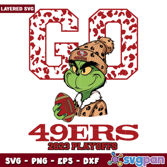 Grinch Go 49ers 2023 Playoffs svg, christmas bell svg, grinch time svg