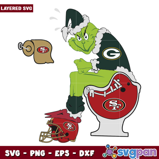 Grinch Green Bay Packers svg, christmas bell svg, grinch time svg
