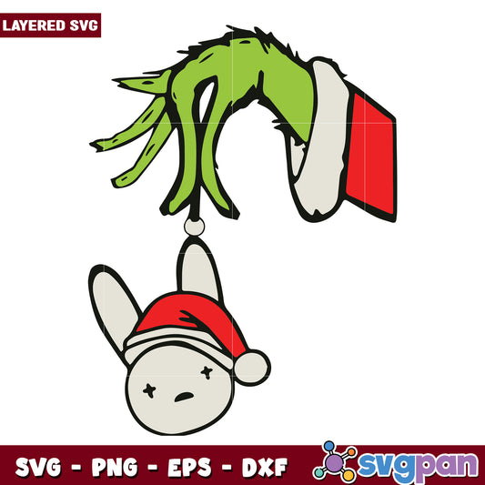 Grinch Hand Bad Bunny Christmas svg, christmas bell svg, grinch time svg