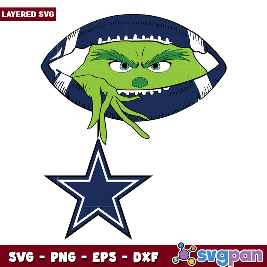 Grinch Hold Dallas Cowboys Logo Football svg, christmas sotry svg, the grinch svg