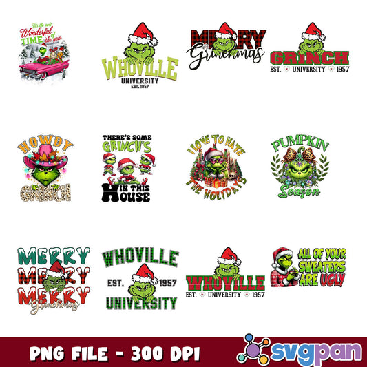 Grinch Holiday Bundle PNG Designs for Fun Crafts