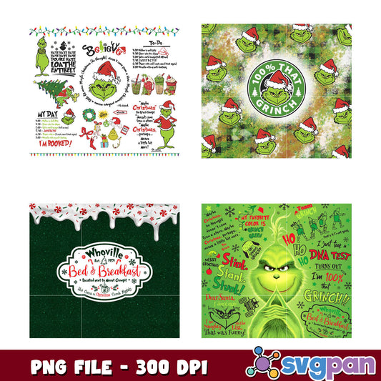 Grinch Holiday Bundle PNG Files for Christmas Fun
