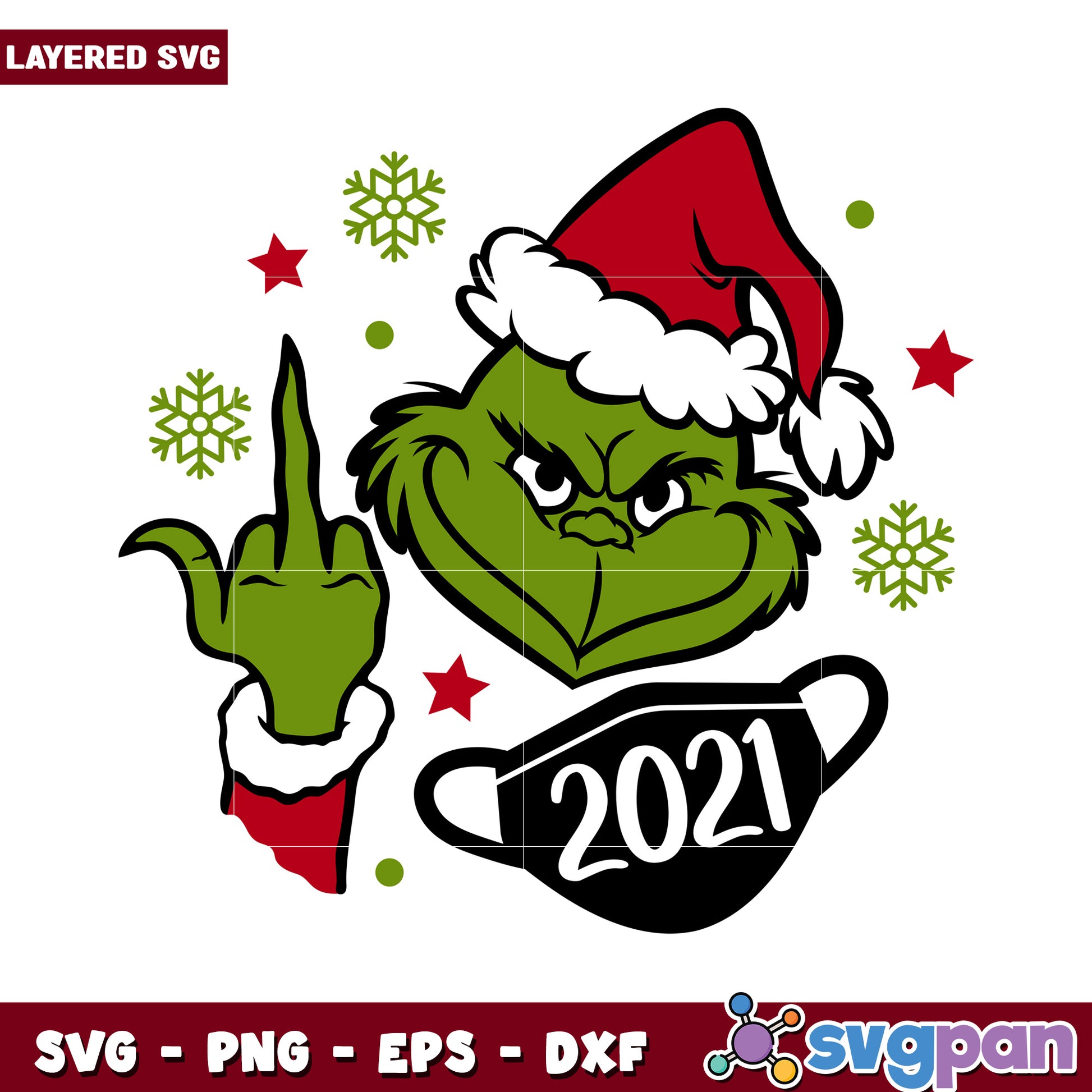 Grinch Holiday SVG Design for Christmas Crafts, Fun Layered Artwork