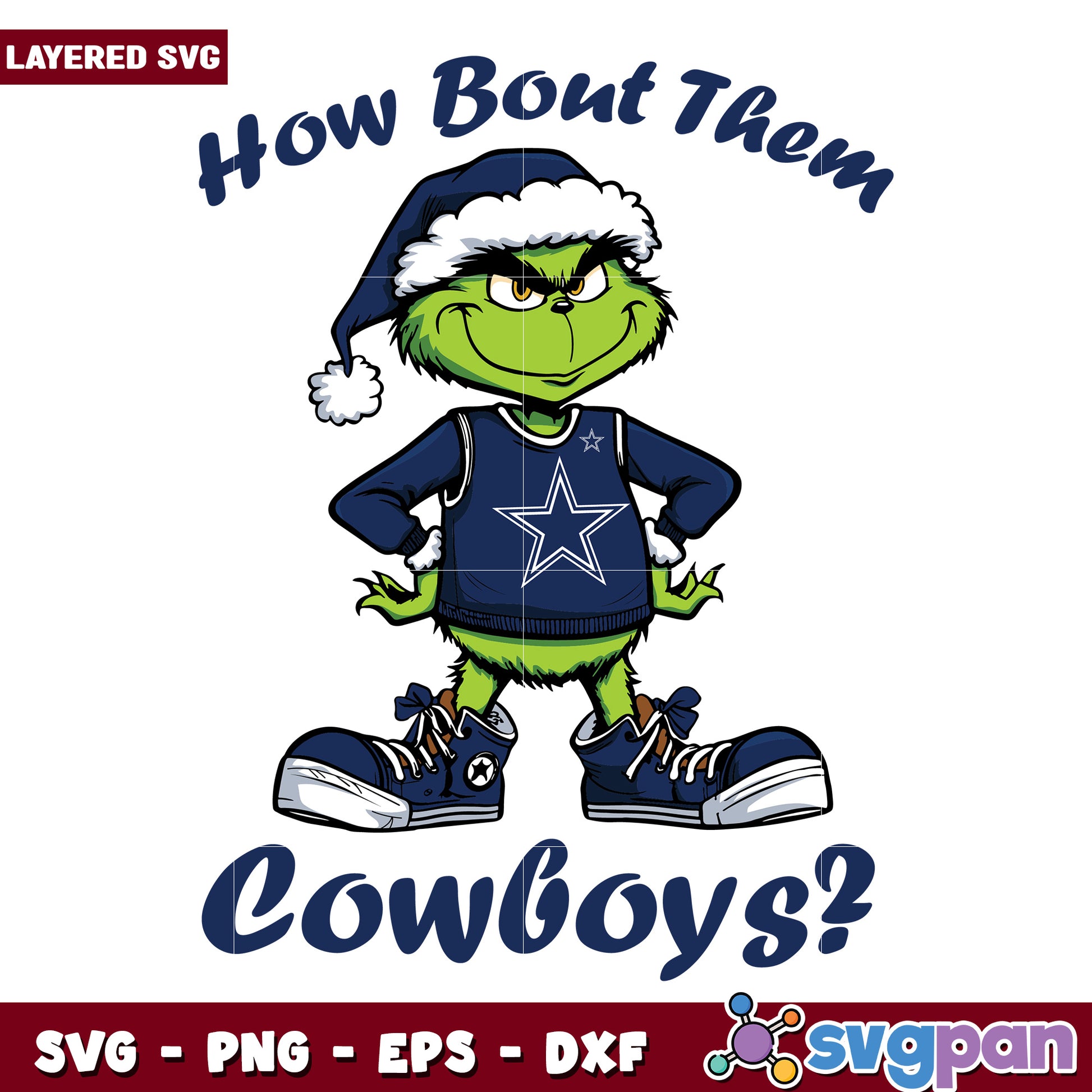 Grinch How Bout Them Cowboys svg, christmas sotry svg, the grinch svg