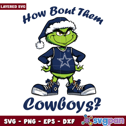 Grinch How Bout Them Cowboys svg, christmas sotry svg, the grinch svg