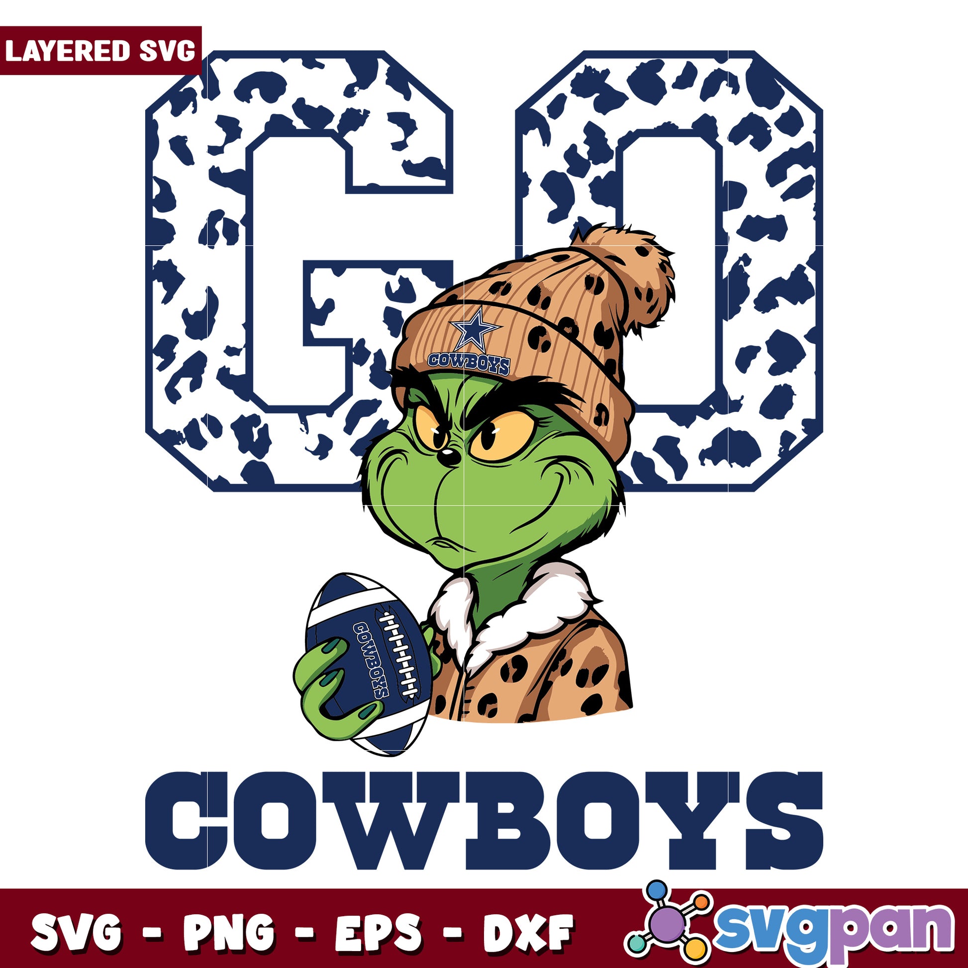 Grinch Leopard Go Cowboys Football svg, christmas sotry svg, the grinch svg
