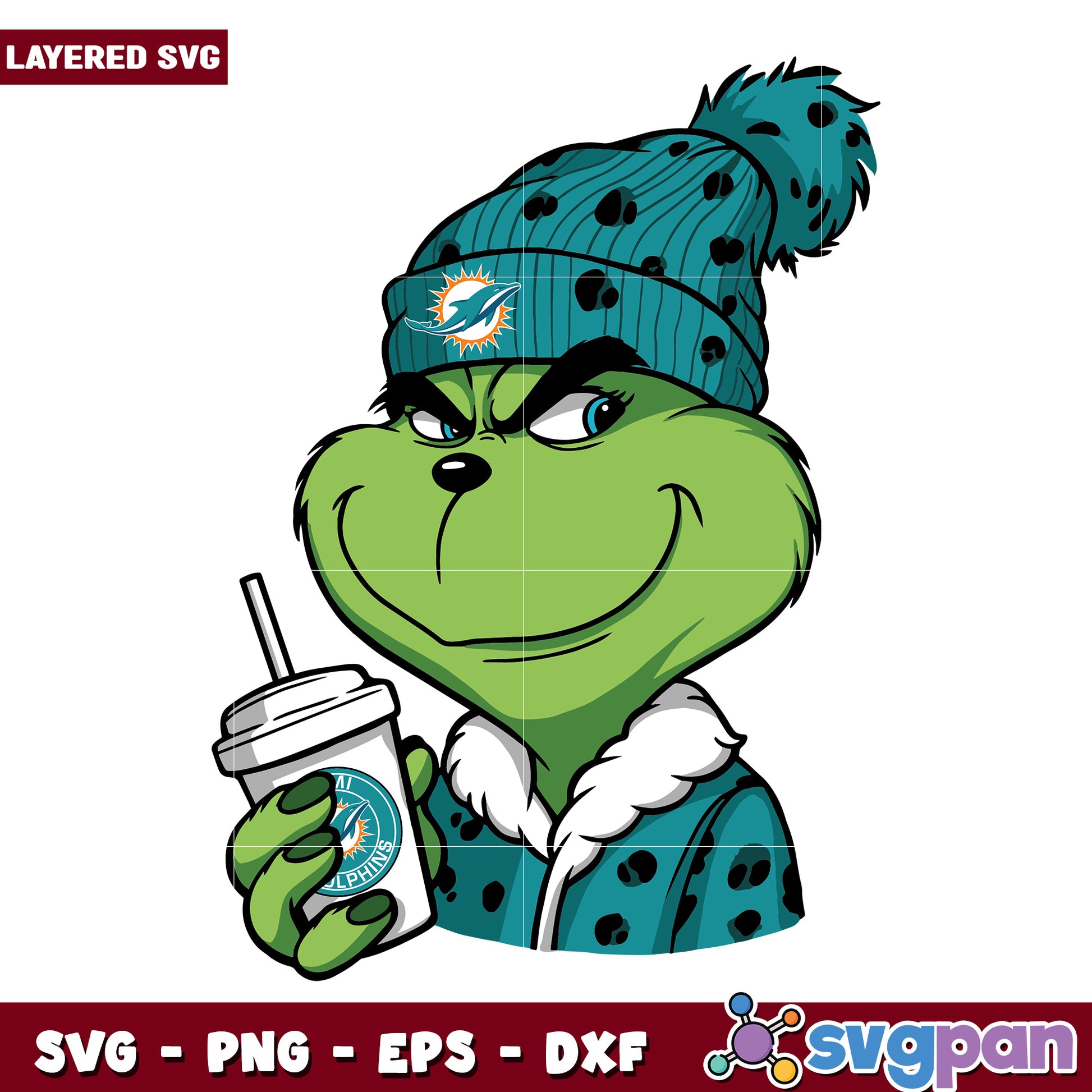Grinch Miami Dolphins Logo svg, christmas sotry svg, the grinch svg