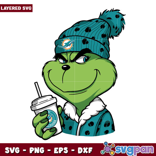 Grinch Miami Dolphins Logo svg, christmas sotry svg, the grinch svg