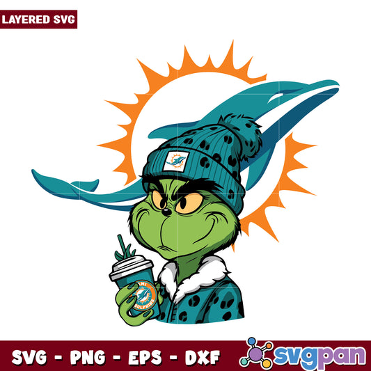 Grinch Miami Dolphins svg, christmas sotry svg, the grinch svg