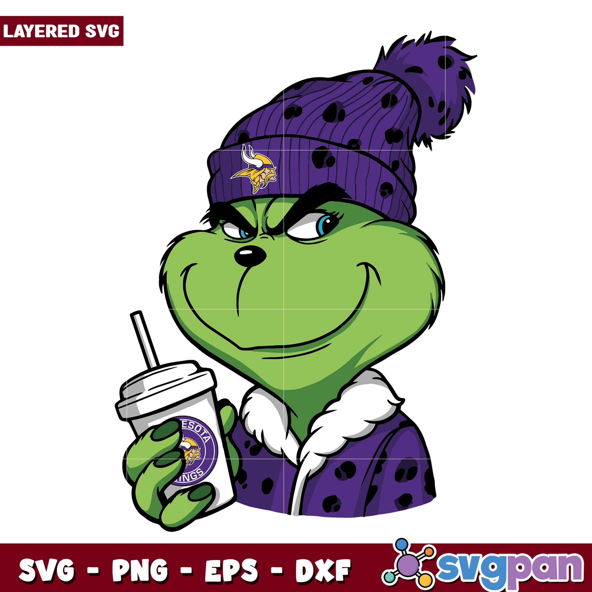 Grinch Minnesota Vikings Logo svg, christmas sotry svg, the grinch svg