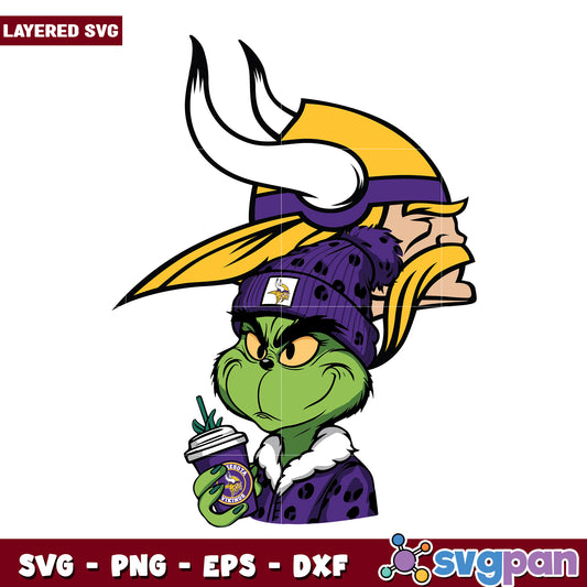 Grinch Minnesota Vikings svg, christmas sotry svg, the grinch svg