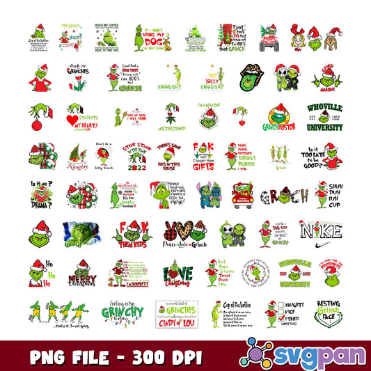 Grinch PNG Bundle 300 DPI Designs