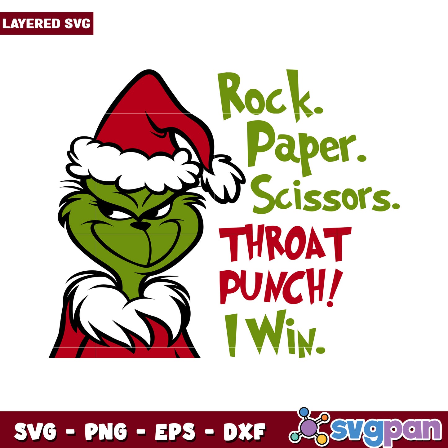 Grinch Rock Paper Scissors SVG, Fun Holiday Design for Crafts