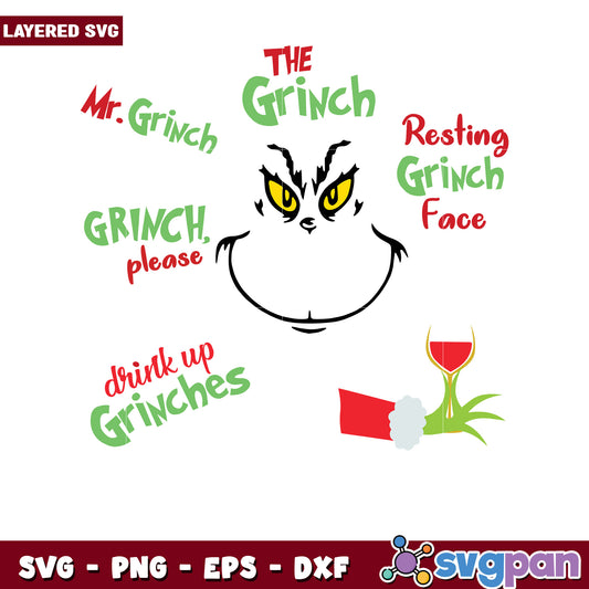 Grinch SVG Bundle Layered Designs