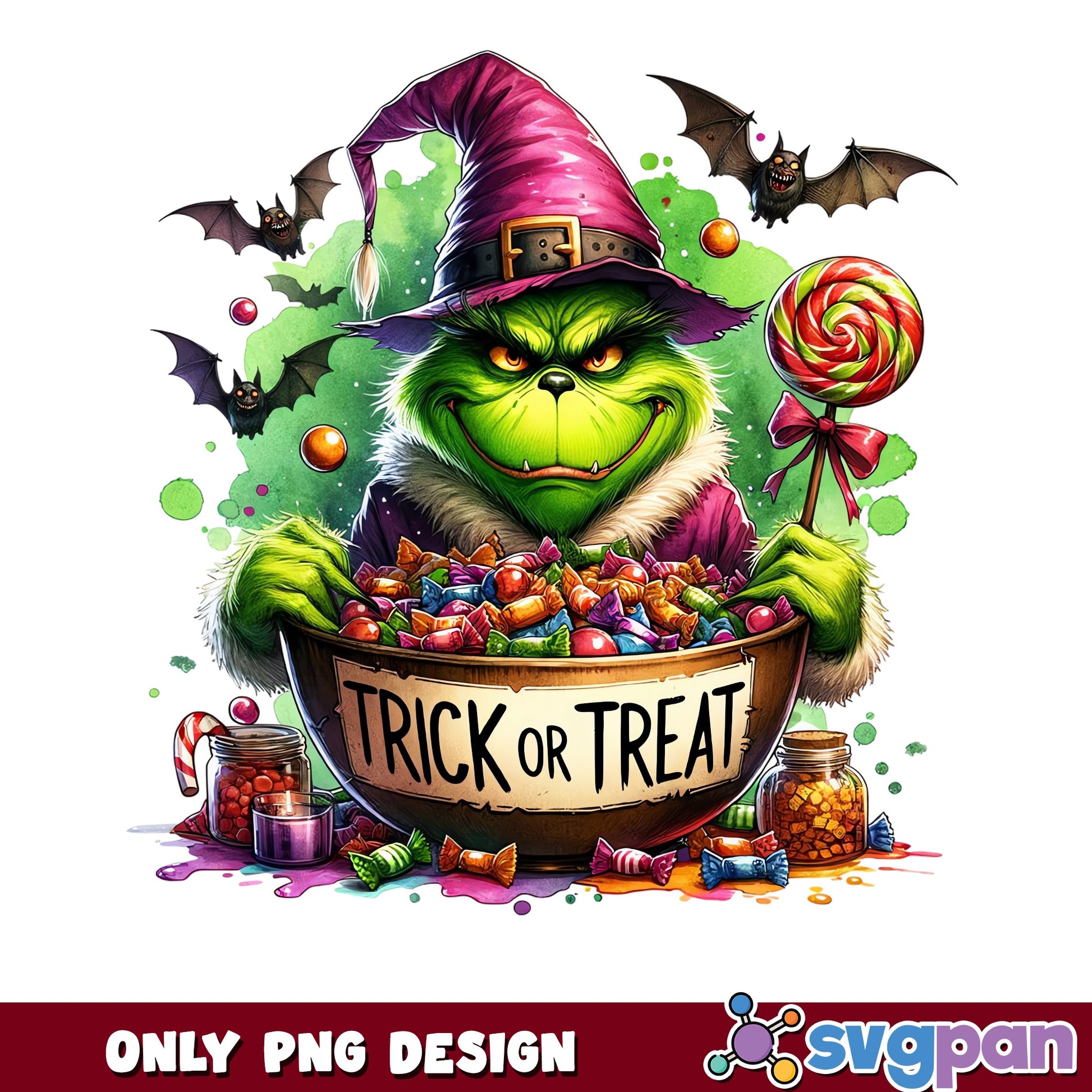 Grinch Trick Or Treat Halloween PNG, Grinch Halloween PNG, Witch PNG