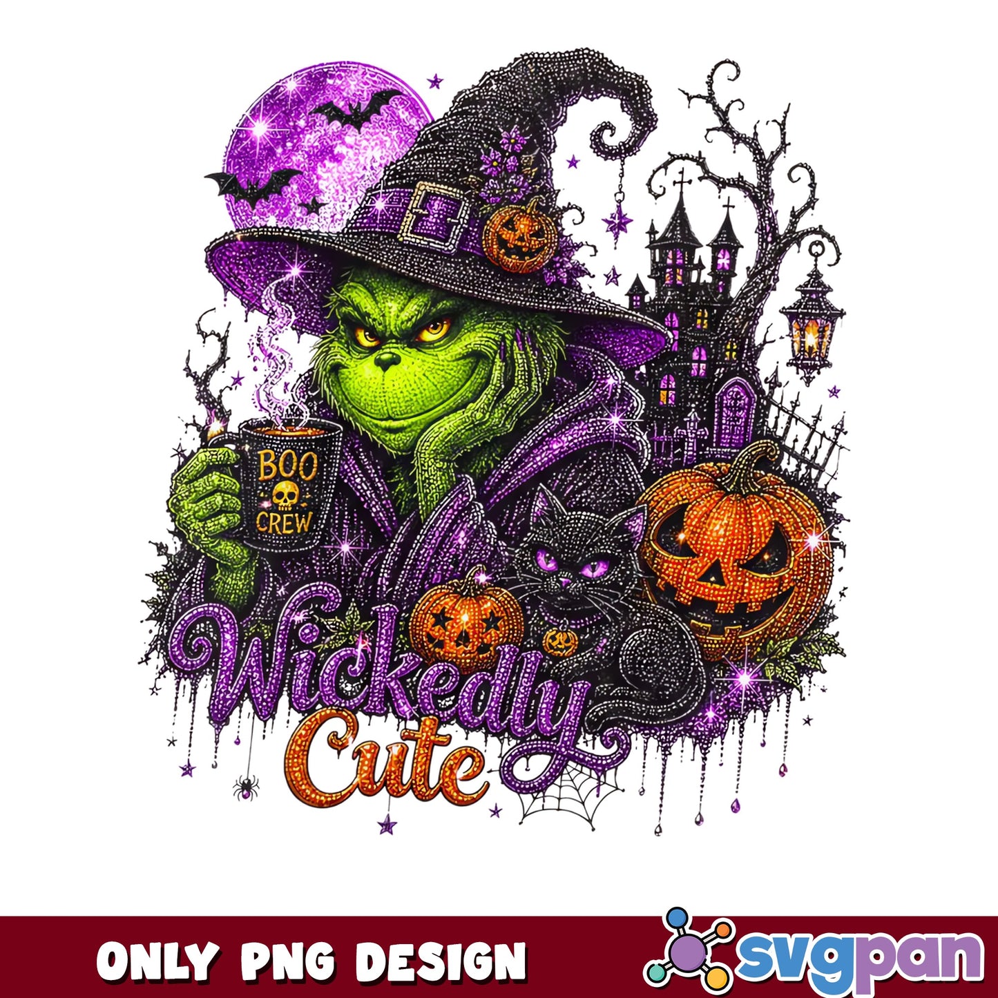 Grinch Wickedly Cute Halloween PNG, Boo Crew PNG, Witch PNG