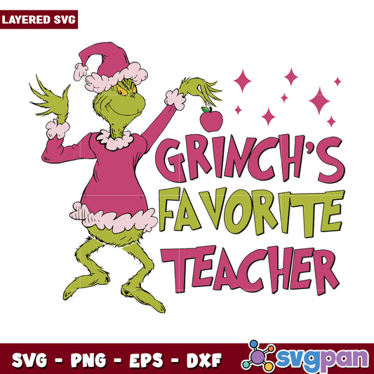 Grinch's favourite teacher svg, the grinch svg, grinchmas svg