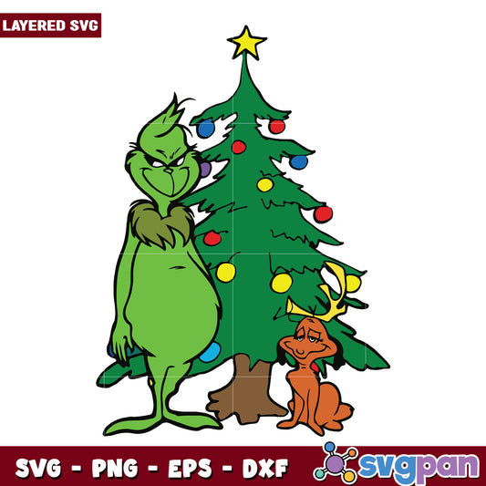 Grinch and Max Christmas Tree svg, christmas cookies svg, grinch design svg