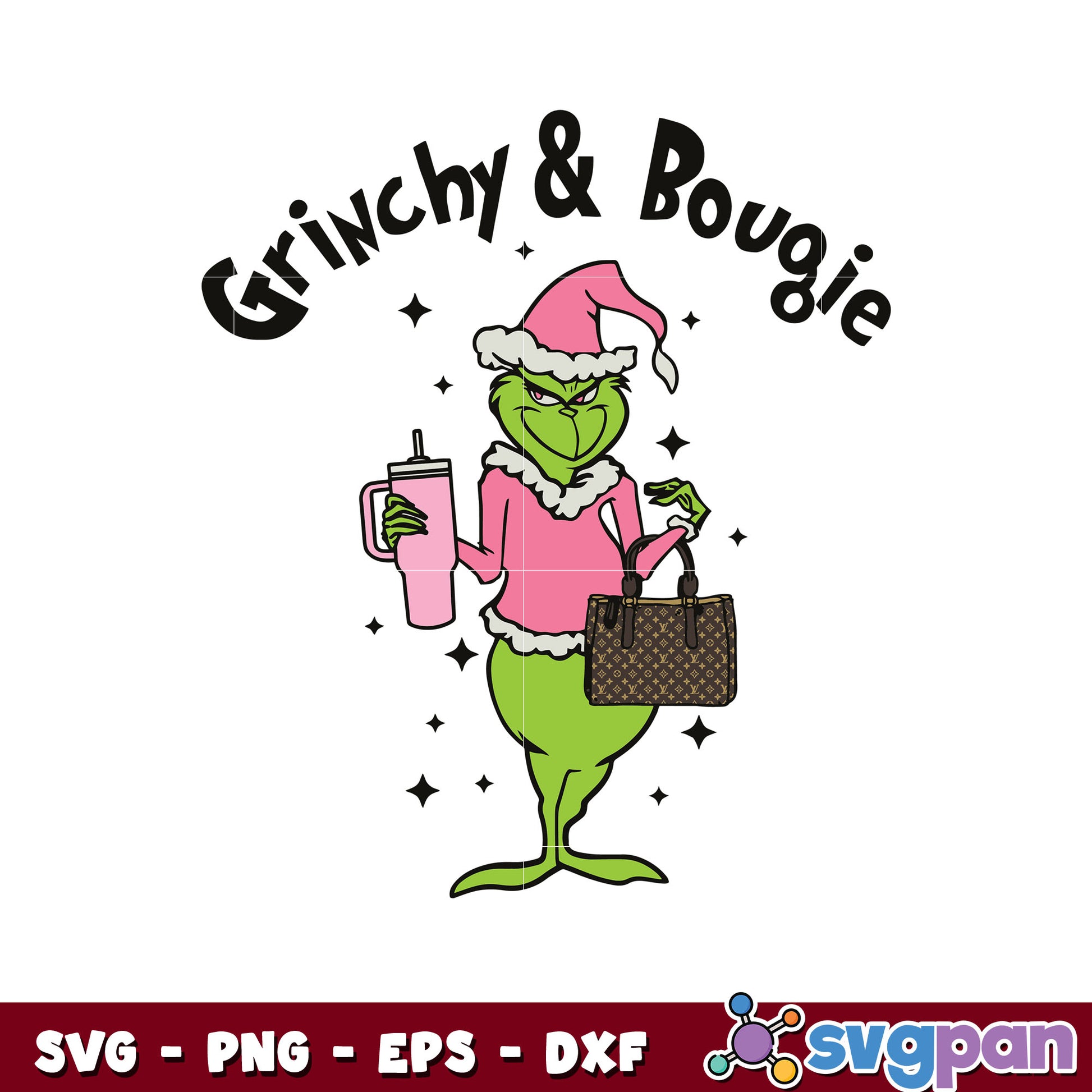 Grinch and bougie christmas pink design svg