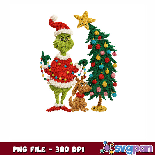 Grinch and christmas tree png, merry chirstmas png, christmas tree png