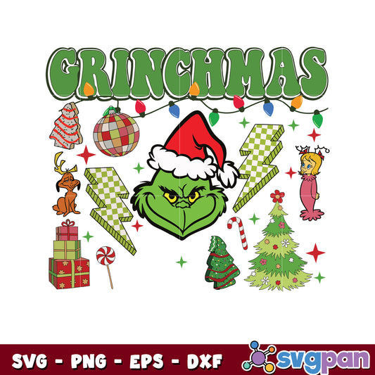 Grinch and friends lights christmas svg, grinch christmas tree svg