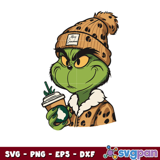 Grinch boujee merry grinchmas leopard svg