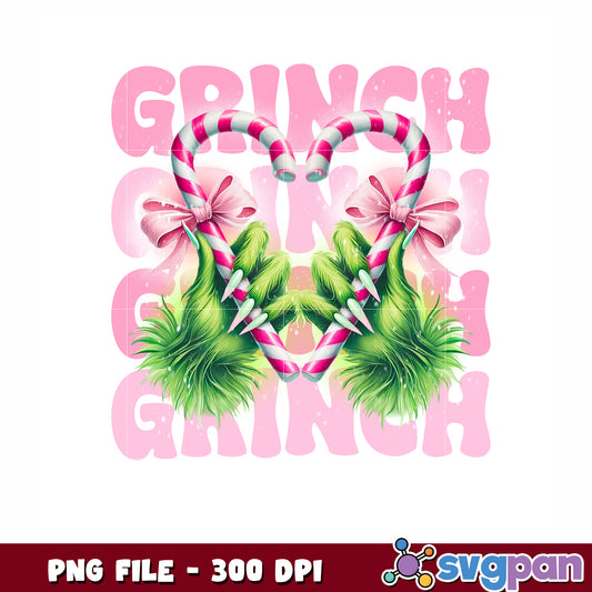 Grinch candycane png, christmas png, christmas heart png